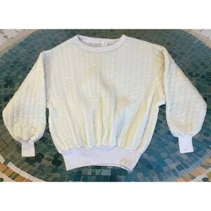 True Vintage 1960s Thermal Crewneck Sweater XL Empire Insulated USA  Cream Gauzy